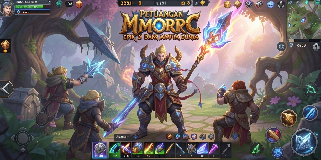Screenshot menunjukkan aksi seru dalam pertempuran MMORPG.
