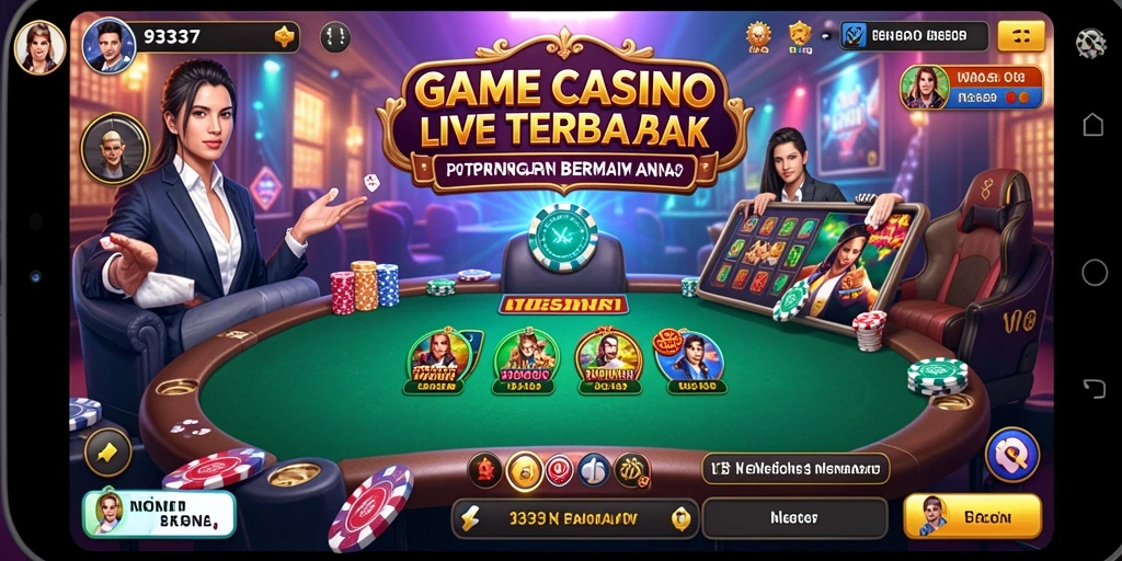 Screenshot gameplay Live Casino 93337 dengan dealer profesional.