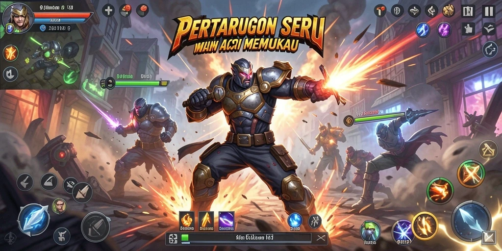 Screenshot utama 9ET menampilkan aksi seru dalam pertempuran yang mendebarkan.