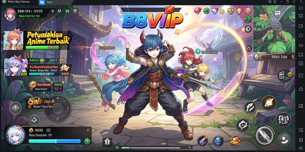 Tampilan gameplay menarik dari B8VIP yang menggambarkan karakter anime.