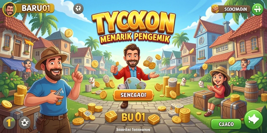Tampilan gameplay menarik dari BARU01 dengan elemen Tycoon.