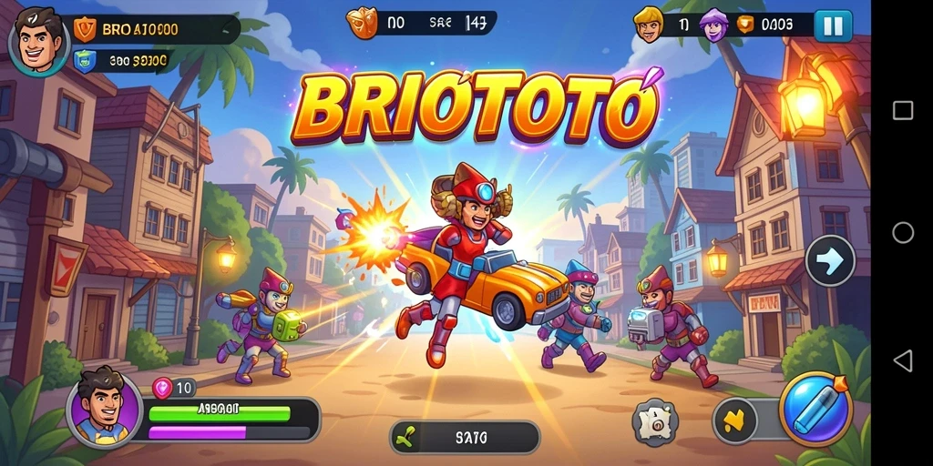 Tangkapan layar gameplay BRIOTOTO dengan aksi seru.
