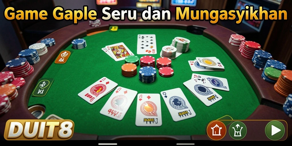 Tampilan gameplay Gaple di DUIT8 yang menarik dan interaktif.