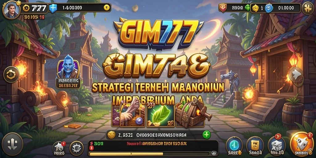 Tangkapan layar dari gameplay GIM777 yang menunjukkan aksi pertempuran strategi.