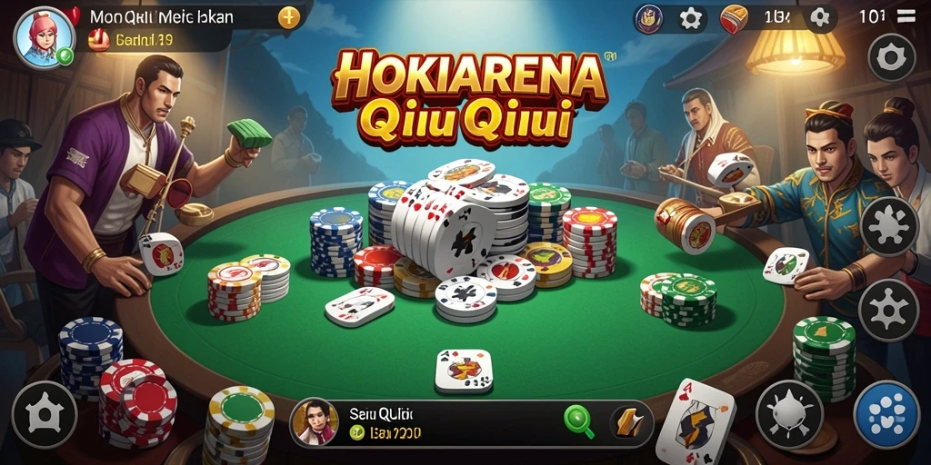 Tampilan menakjubkan dari gameplay QiuQiu di HOKIARENA.