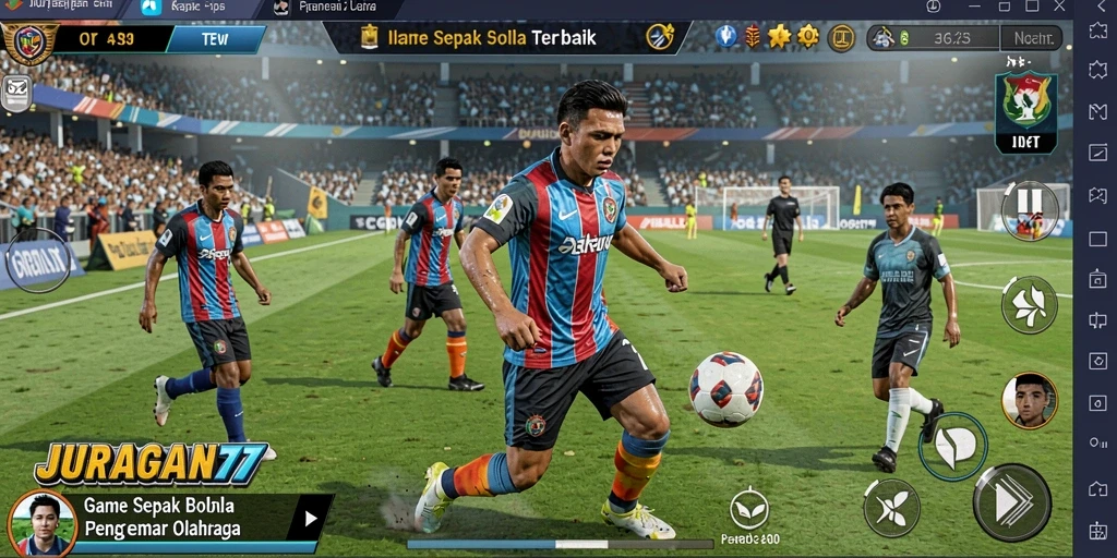 Tampilan gameplay sepak bola yang mendebarkan di JURAGAN77.