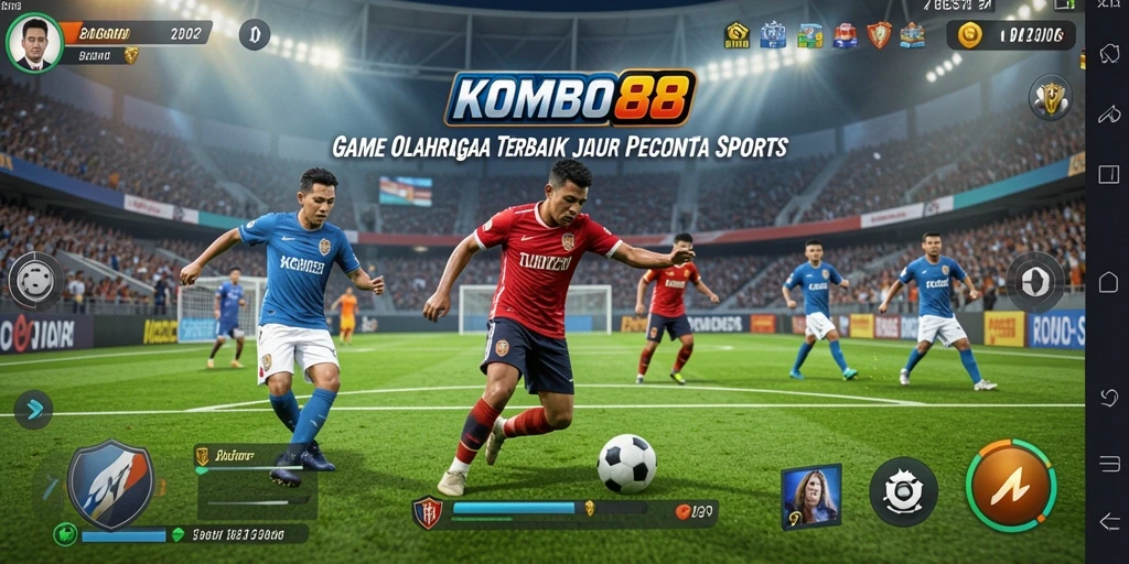 Screenshot dari gameplay <strong>KOMBO88</strong> menunjukkan pertandingan olahraga yang intens.