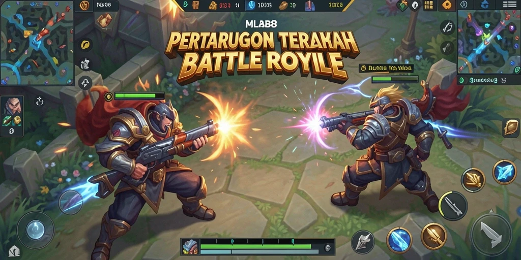 Screenshot gameplay MLBB8 menampilkan aksi pertarungan battle royale yang mendebarkan.