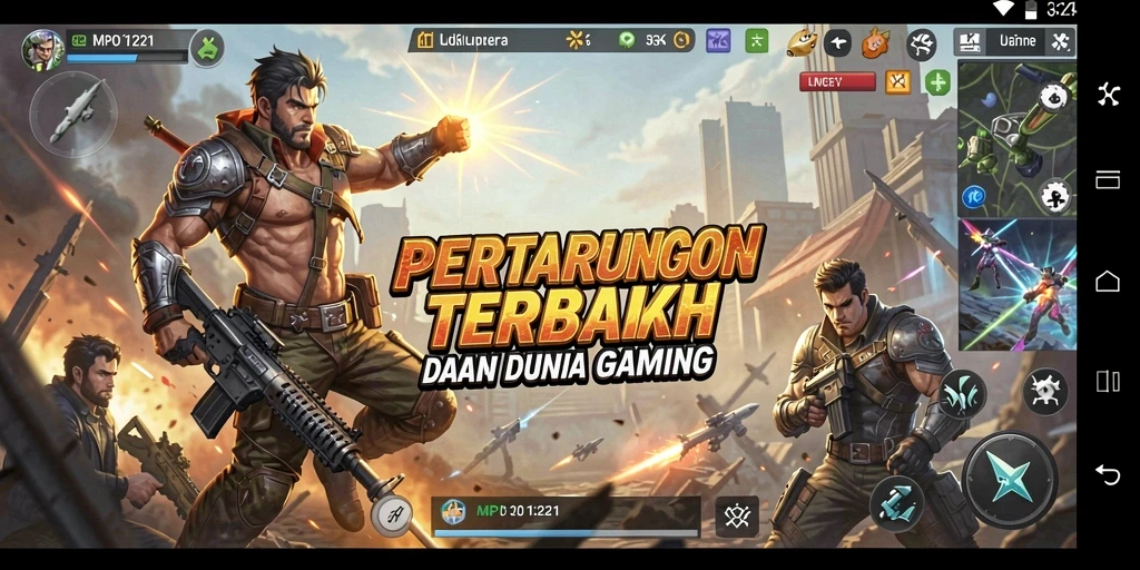Screenshot utama MPO1221 menampilkan aksi pertarungan yang intens dan dinamis.