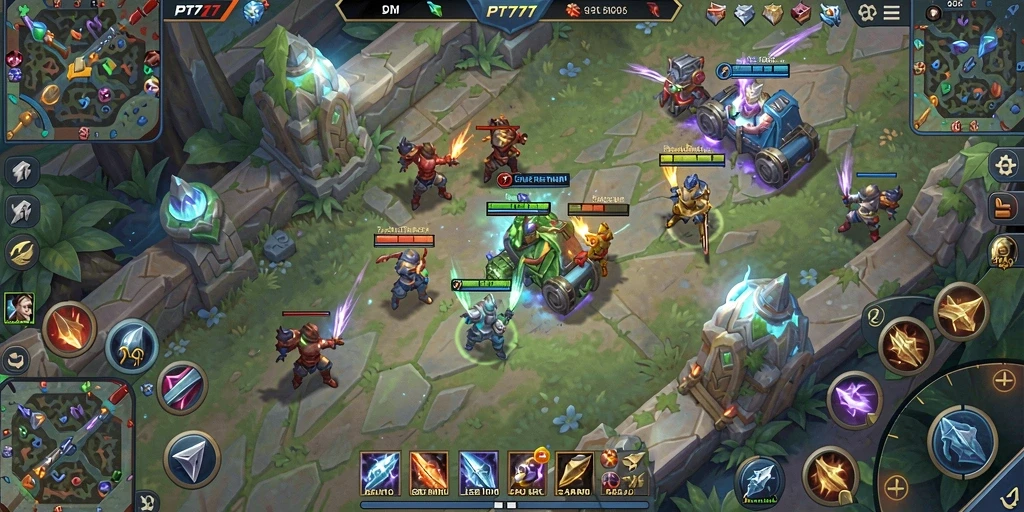 Tampilan gameplay seru di PT777 dengan aksi tim yang dinamis.