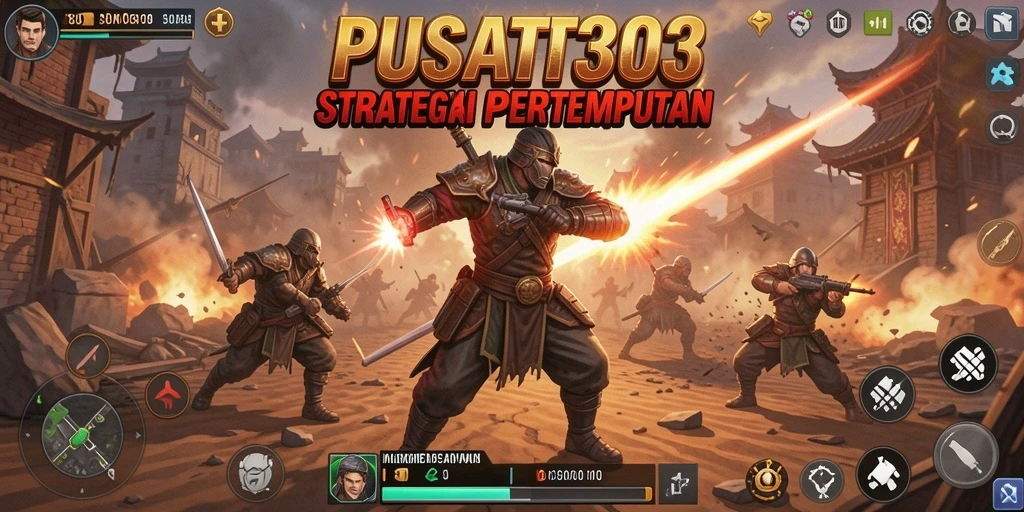 Screenshot gameplay PUSAT303 menampilkan pertempuran strategis yang intens.