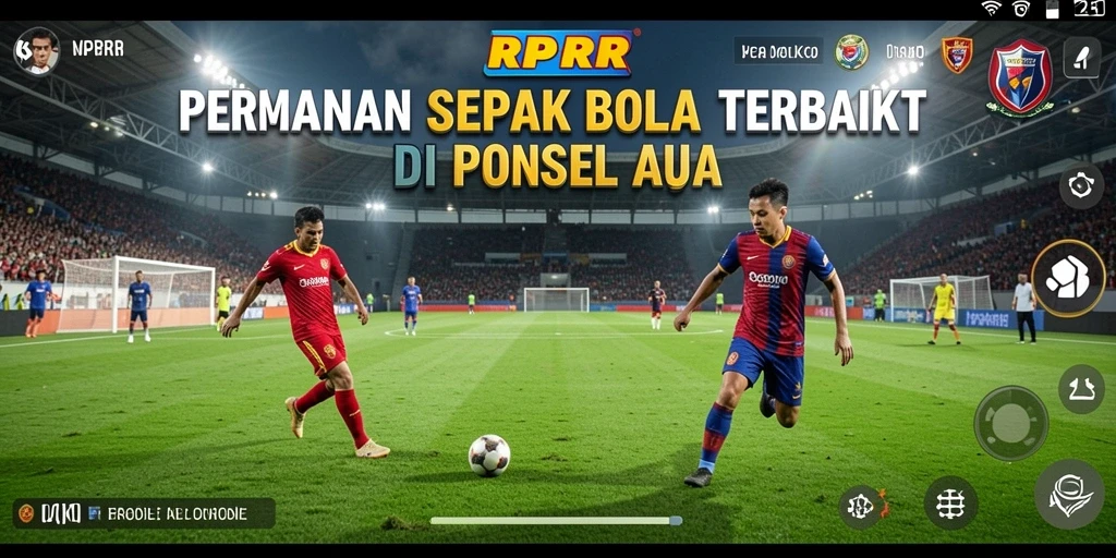 Tangkapan layar dari gameplay RPRR yang menampilkan aksi sepak bola seru.
