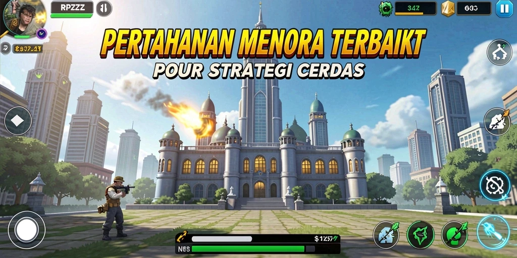 Screenshot RPZZZ menunjukkan aksi seru dalam mode Tower Defense.