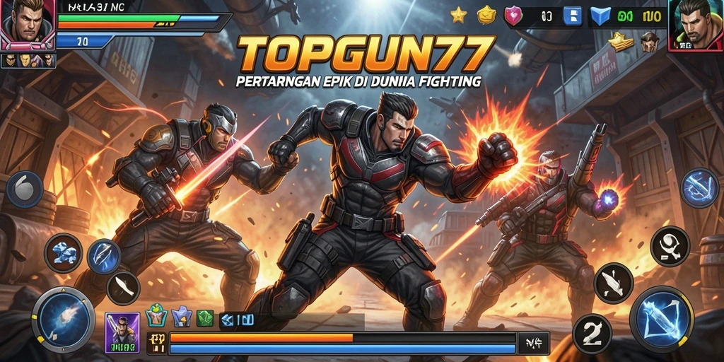 Gameplay bertarung yang intens dan mendebarkan di TOPGUN77.